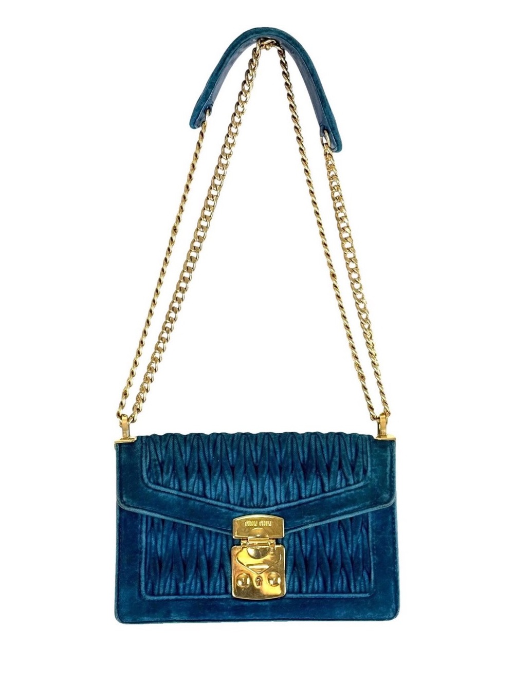 Miu Miu blue velvet shoulder bag - Picture 12 of 15